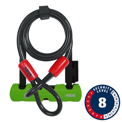 Abus, Ultra 410K Mini + Cobra, U-Lock, Key, 140x150mm, 5.5''x5.9'', Thickness in mm: 12mm, Green